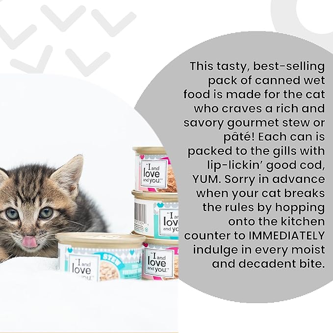 I AND LOVE AND YOU Wet Cat Food - Oh My Cod Pâté - Cod Recipe, Grain Free, Filler Free, 3oz Pack of 4 Cans