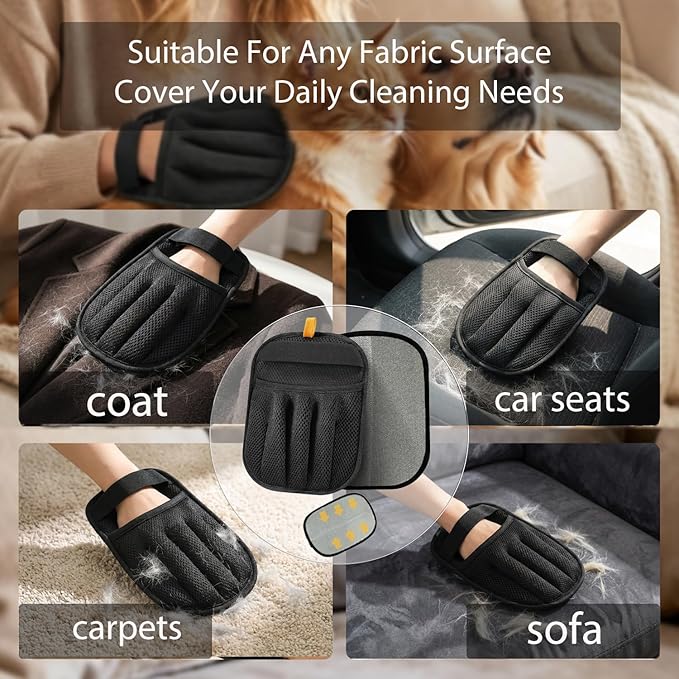 Roller Pet Hair Remover，Self Cleaning Shedding Brush，Cat Brush for Shedding, Pet Hair Removal Glove for Dogs & Cats, Gently Remove Fur from Furniture, Laundry, Carpet & Car Seats，3 Piece Set (Yellow)