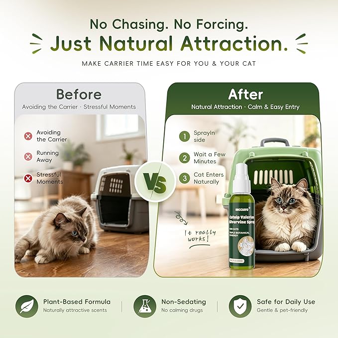 Silvervine Spray for Cats with Catnip and Valerian, Helps Encourage Play, Scratching and Relaxation, Spray for Cat Toys, Scratchers, Beds and Carriers, 2 fl oz