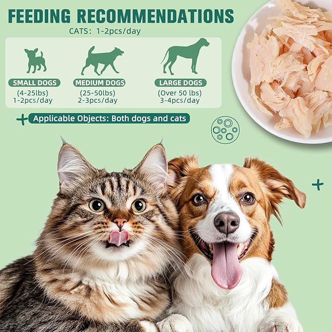 Steamed Chicken Breast Pet Snacks - Natural and Healthy, High Protein, Rich in Fish Oil, No Additives, Suitable for Cats and Dogs, 4PCS/1Pack, 160g/5.65oz