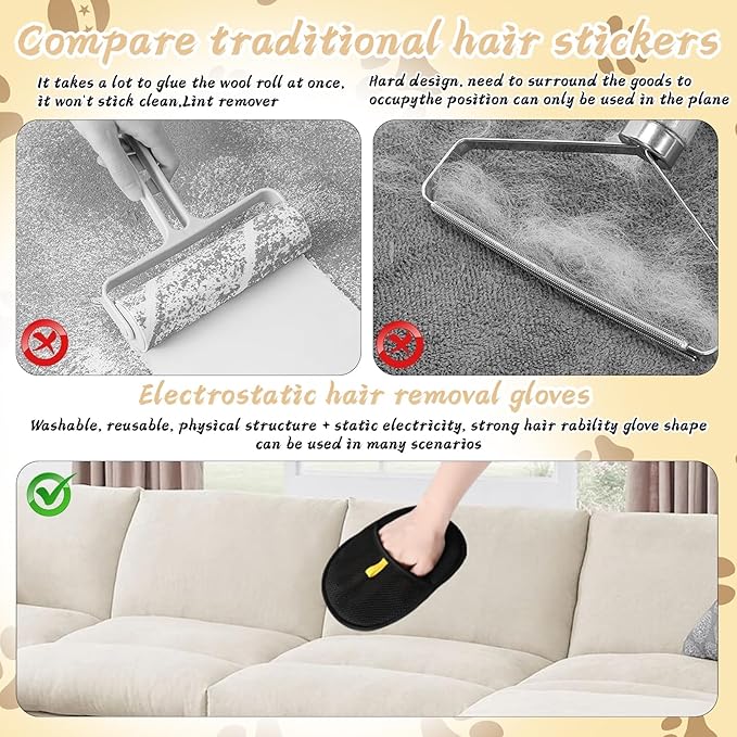 Pet Hair Removal Glove | Electrostatic Deshedding for Dogs & Cats | Reusable Grooming Glove for Furniture, Car & Clothing (1 PC)
