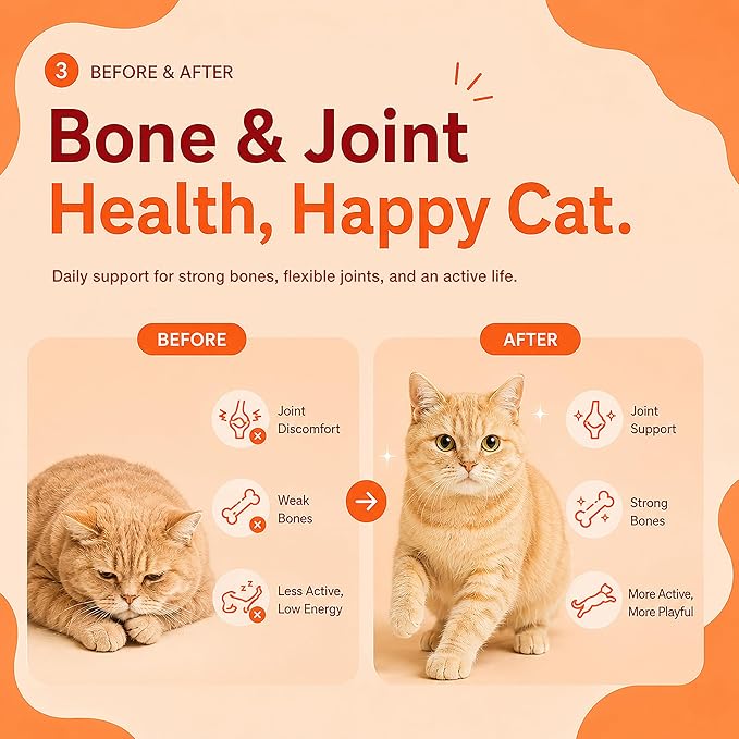 PAWLI Bone & Joint Lickable Cat Treats, Squeeze Cat Treats with Glucosamine for Joint Support & Mobility, Cat Treats for Joint Health, Grain-Free, 7 Count (3.5 oz Total)