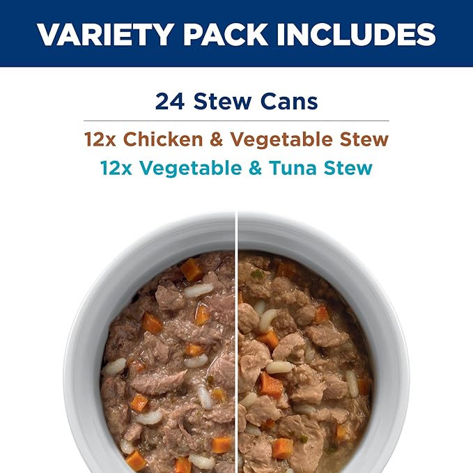 Hill's Prescription Diet k/d Variety Pack Wet Cat Food, Chicken & Vegetable Stew, Vegetable & Tuna Stew, 2.9 oz. Cans, 24-Pack