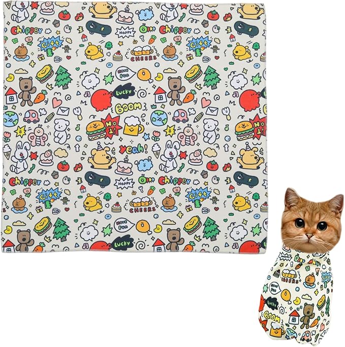 21.7" Cat Grooming Wrap, Self-Adherent Cat Restraint Bag, Cats Swaddle Wrap Cats Burrito Wraps for Nail Trimming & Ear Cleaning(21.7 Inch, Under 6lbs)