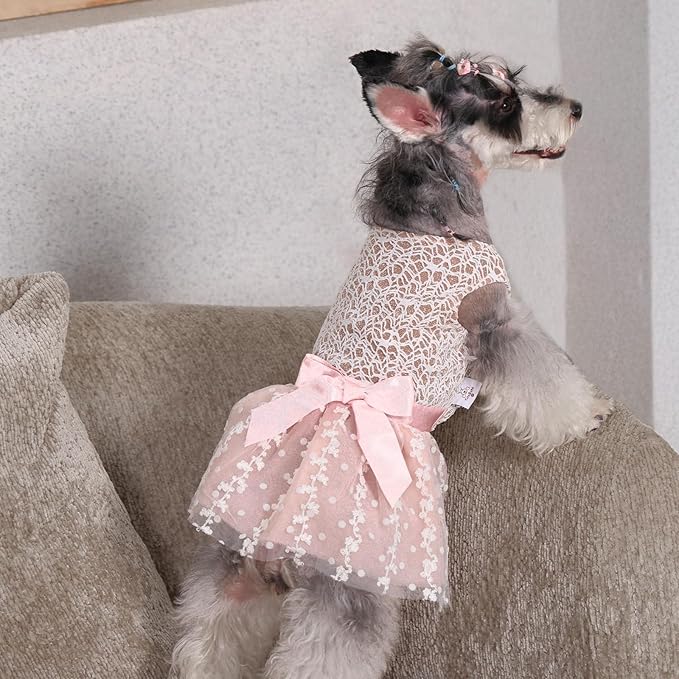 CuteBone Dog Birthday Dress Girl Puppy Skirt Tutu Cat Wedding Outfit Pet Party Clothes for Small Dogs Costume DD23L