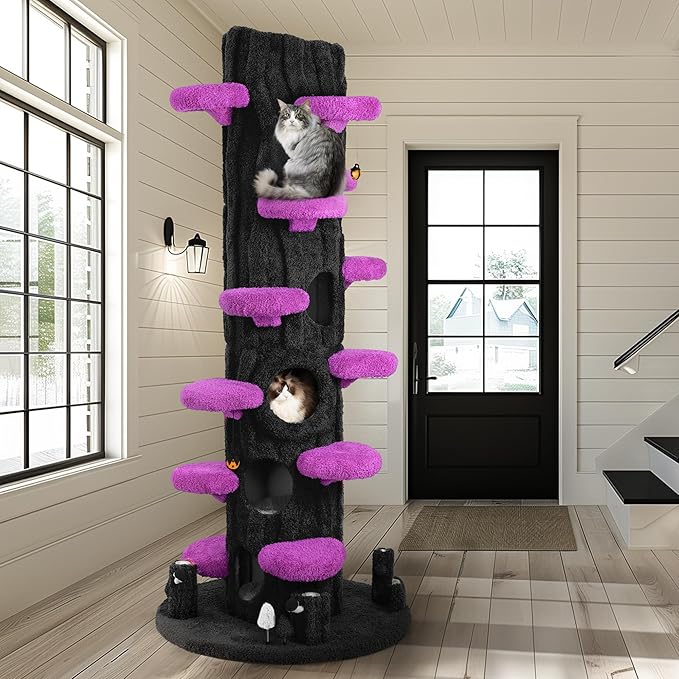 KAMABOKO Super Large Cat Tree for Indoor Cats, 90.5" Tall Cat Tower with Luxury Cat Condo, Cat Tree Tower with Soft Cushion, Scratching Board, Plush Platform＆ Top Perch