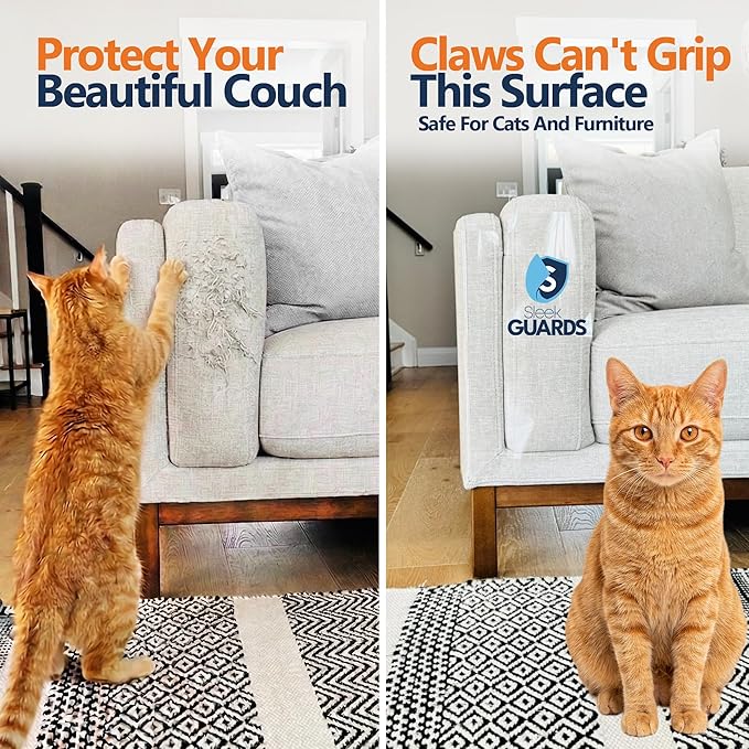 Cat Scratch Furniture Protector Roll, 16"x79" Couch Protector from Cat Claws, Custom-Cut Clear Anti-Scratch Tape for Sofa Corner & Door, No Residue Cuttable Cat Deterrent