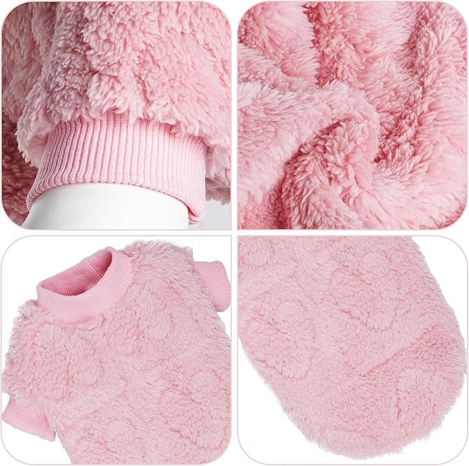 Topbuti Dog Sweater Heart Puppy Sweaters for Small Dogs and Cats, Warm Soft Flannel Pet Holiday Clothes Cat Coat for Winter Christmas Valentines (Pink, Large)