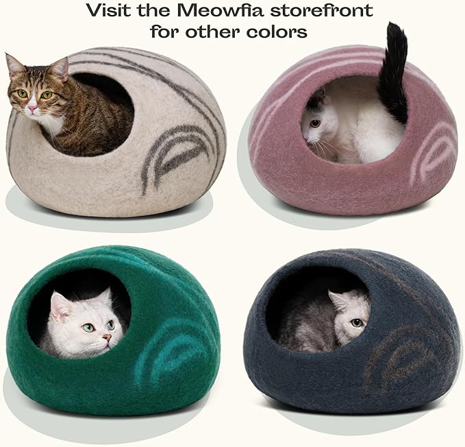 MEOWFIA Cat Cave – Premium Felt Cat Bed for Indoor Cats, Handmade Merino Wool (Tucson Sunset, Medium)