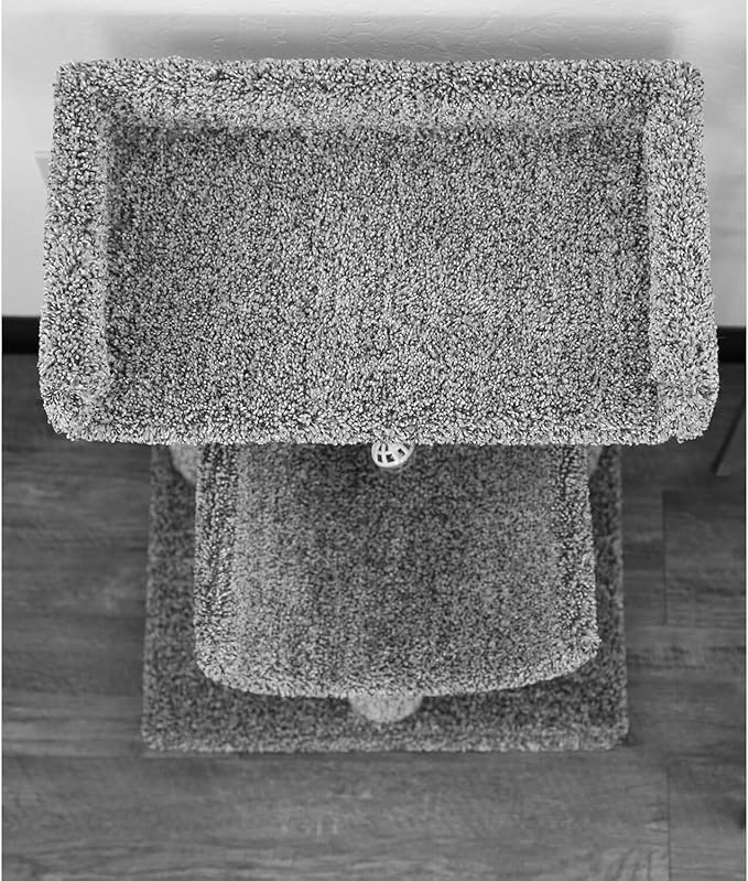 Maykoosh Artisanal Abode Spacious Cat Tree Perch for Large Cats, Durable Carpet Upholstered Cat Play Tower, Sturdy Wood Construction Dark Gray