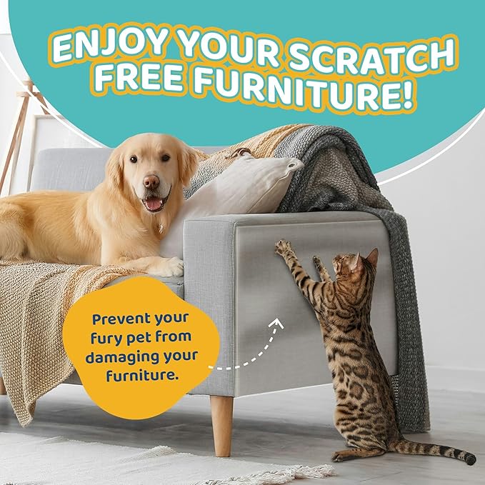 Mimi&Bubu [New Glue Extra-Thick BPA-free] Anti Scratch Furniture Protector(160" x 13"), Single-Sided Sticky Couch Protector for Cats and Dogs, Couch Corner Guard from Claws, Cat Scratch Deterrent Tape
