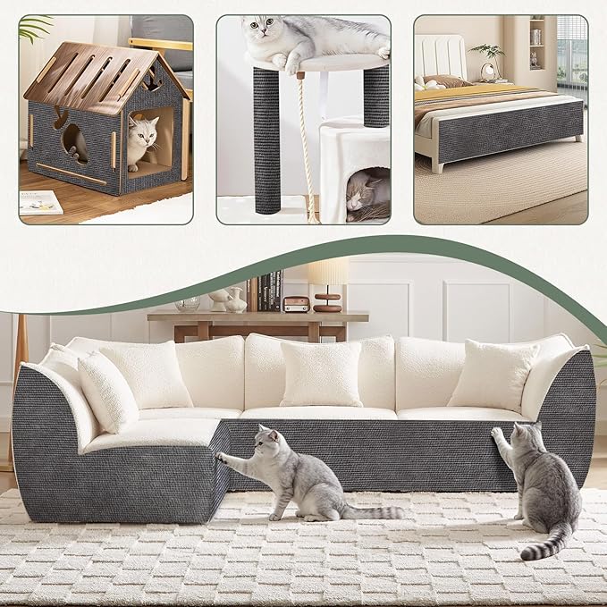 Cat Scratching Climbing Carpet Mat, Adhesive Trimmable Cat Scratcher Furniture Protector, Cat Post Covered Pad Replacement for DIY Cat Tree Shelf Steps Couch Corner Wall(Darkgrey,78.7x15.8In)