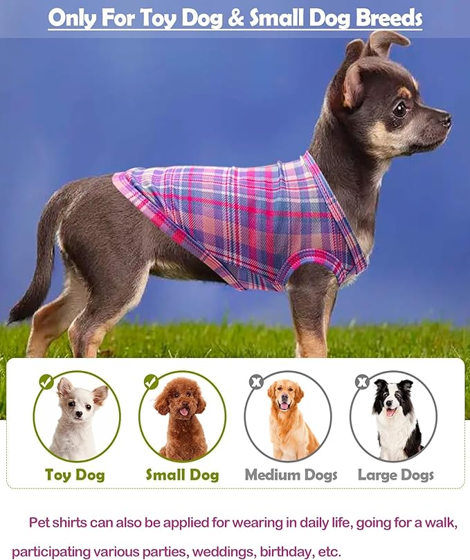 PET SHOW 4 Pack Paw Bone Printed Dog Clothes Shirts Soft Vest Lightweight Sleeveless Cats Doggies T-Shirts Puppies Tank Top Tee for Small Medium Dogs White Black Pink Blue (Large, Pink for Girls)
