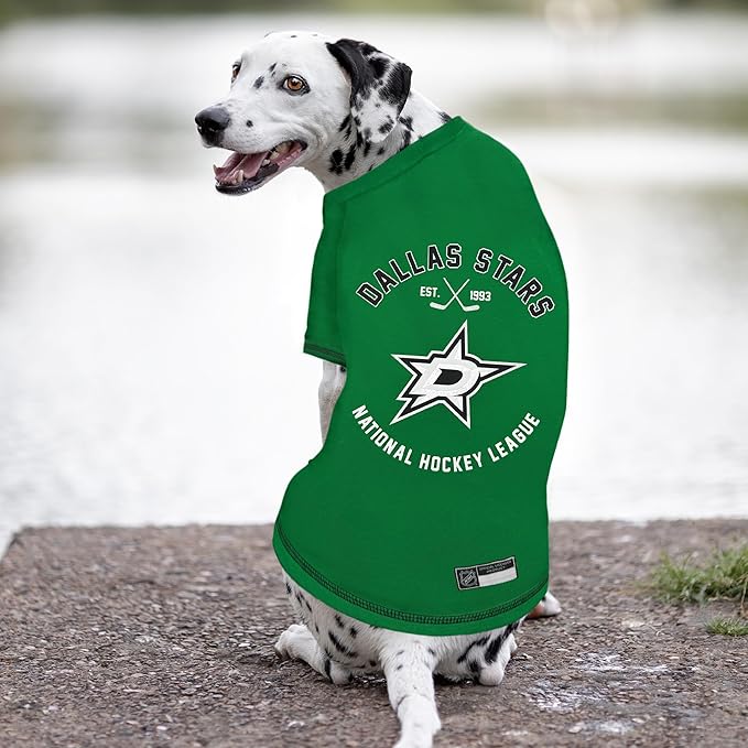 NHL Dallas Stars Tee Shirt for Dogs & Cats, Large. - Are You A Hockey Fan? Let Your Pet Be An NHL Fan Too!