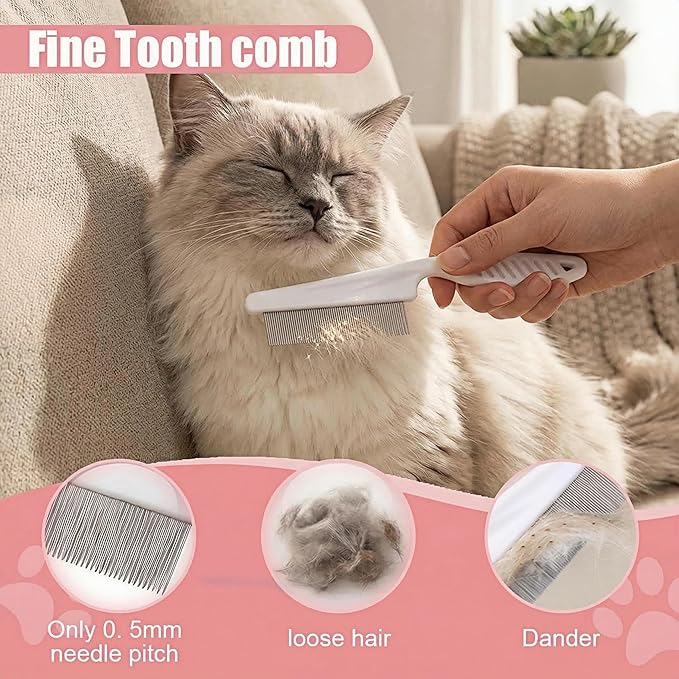 19PCS Dog Bath Kit & Dog Brush Kit for Dogs & Cats - Professional Pet Grooming Tools Set with Shedding Brush, Bath Scrubber, Dematting Comb & Storage Bag - Complete Dog Washing Essentials, Pink