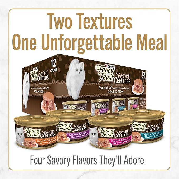 Purina Fancy Feast Savory Centers With Tuna Wet Cat Food Pate With Gourmet Gravy Center, 3 oz Can, Adult Cat Food