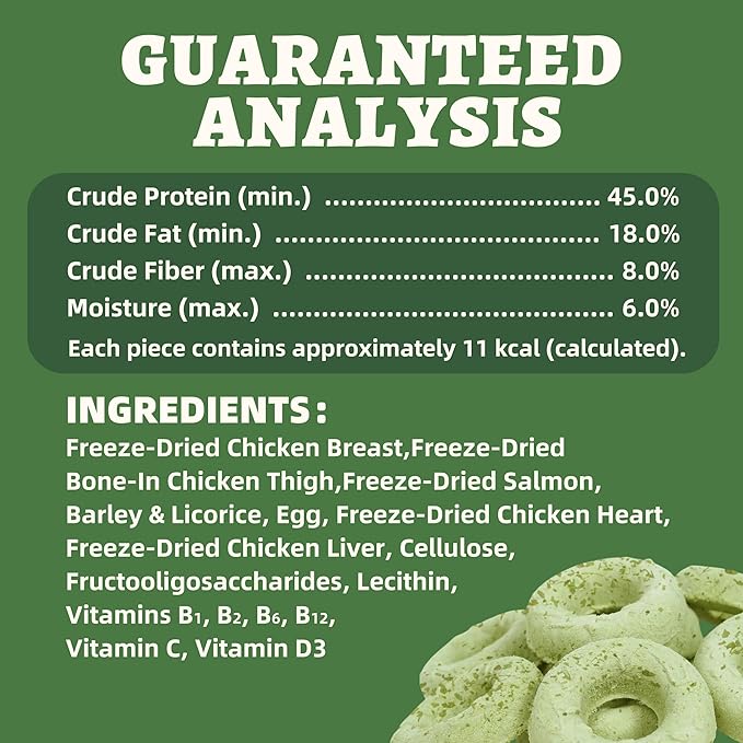 Wellix Cat Grass Treats Freeze-Dried Donut for Cats & Dogs - Hairball Control,Gut Health for Dental Cat Treats - Natural Teeth Cleaning for Kittens Training Snacks Chicken Formula 3.17 oz