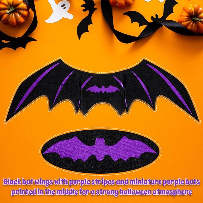 6 Pcs Cat Halloween Costume Set - Wizard Clothes, Cloak, Wings, Adjustable Hats, Bow Ties, Neckties, and Ornament Bells