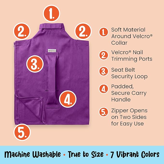 Cat-in-the-Bag Cozy Comfort Carrier - Large Lavender Pet Carrier and Cat Carrier Soft for Grooming, Vet Visits, Medication Administration, Dental Care, and Nail Trimming
