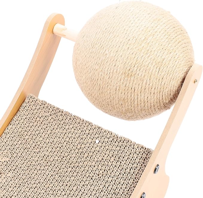 Focket Cat Scratcher Bed, Spacious Design for Large Cats Sisal Construction Protects Furniture, Cat Hammock with Toy Ball for Anxiety Relief Indoor Use