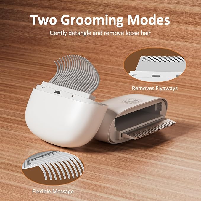 2-in-1 Cat Comb - Soft Pet Brush for Grooming, Metal Flea Comb for Hair Removal & Detangling Mats, Portable Comfortable Tool for Indoor Long & Short Haired Pets