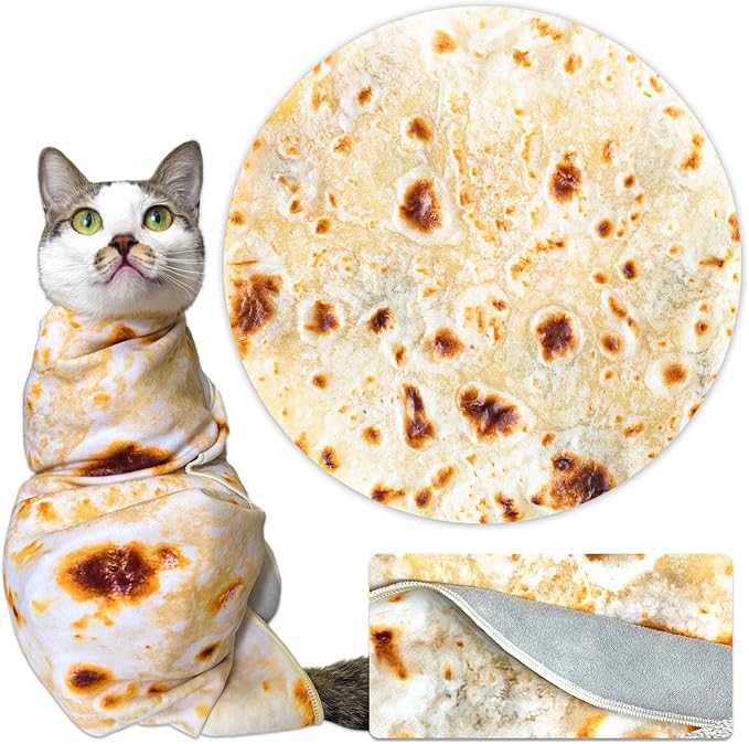 Cat Wrap for Cutting Nails, Tortilla Blanket Pet Supplies Cat Washing Bag, Burrito Blanket Cat Restraint for Nail Clipping, Multifunctional Pet Tool Gifts for Cat Lovers (S (within 6lbs), Tortilla)