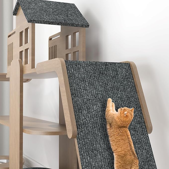 LaCheery 24"x79" Furniture Protectors from Cats Scratching Cat Scratch Pad for Couch Corner Protectors for Cats Dark Grey Cat Scratch Mat Self Adhesive Trimmable DIY Pets Scratching Carpet Large Roll