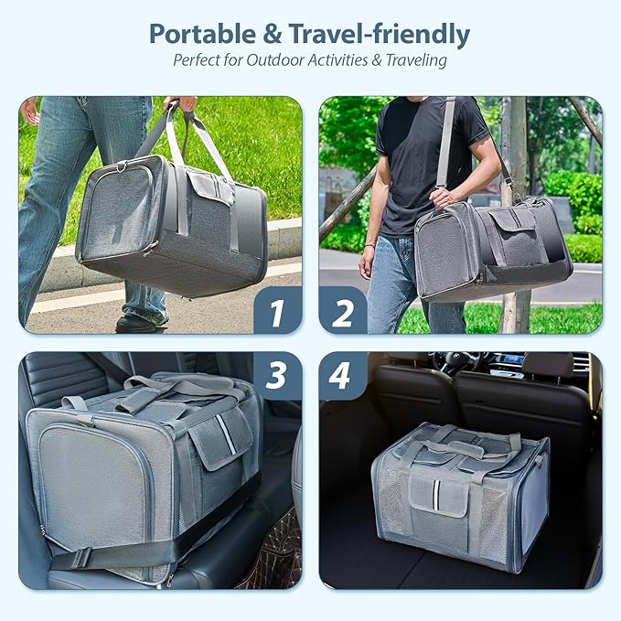 Lawfery Cat Carrier for 2 Cats – Large Expandable Soft-Sided Pet Travel Carrier, Dual Compartments, Privacy Protection, Dog Carrier for Small/Medium Dogs, Home & Outdoor Use