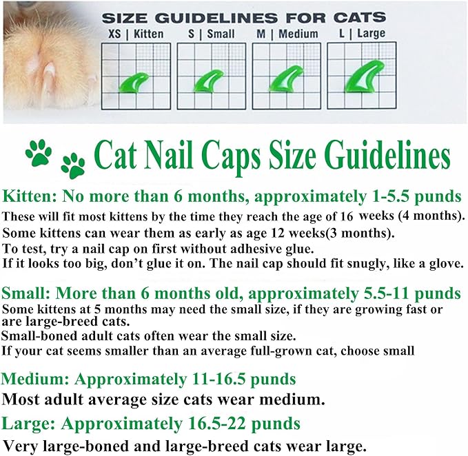 VICTHY Cat Nail Caps, 100pcs Medium Size 5 Colors with Glue and Applicators, Safe for Cat Claw Care, Protect Homes and Furniture, Prevent Scratch Disease, Long-lasting, Skin-friendly