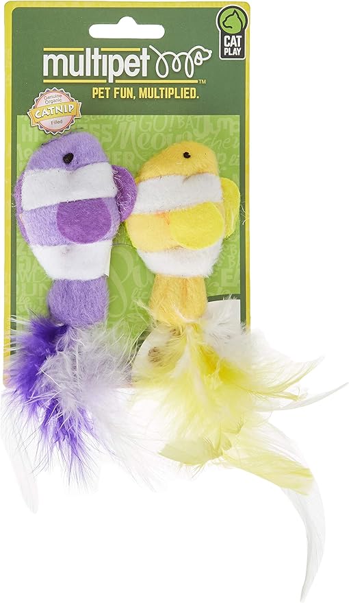 4.5 Inch Catnip Clown Fish with Feather Tails, Colors Vary (Two Fish)