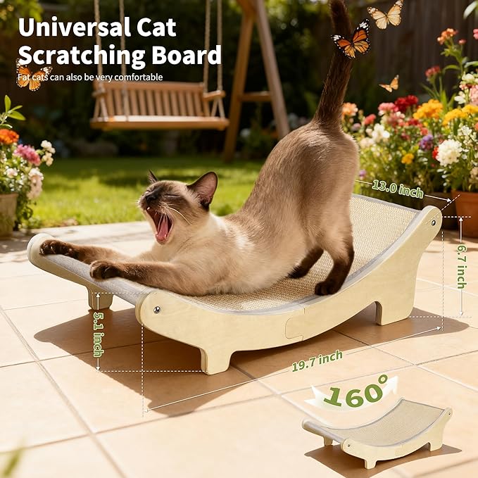 Sisal Cat Scratcher Bed for Cat, 23.6 Inches Thickened Wood Frame & Support Rods, Cat Hammock Chair, Easy to Install