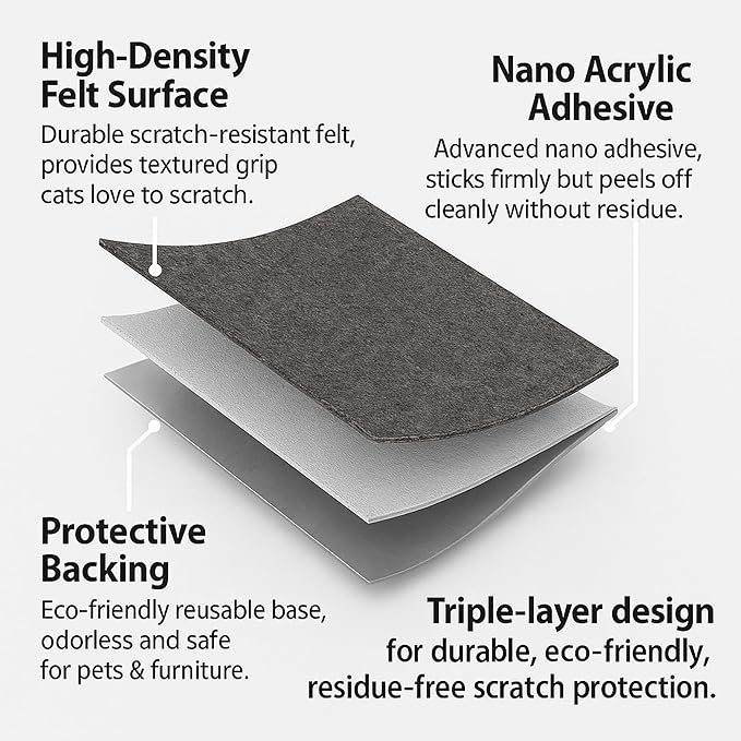 Couch Cat Scratch Protector 78.7"x15.8" – Adhesive Cat Scratch Pad, Cuttable Furniture Protector for Sofa Arms, Sides, Chair Backs & Bed Edges,Beige