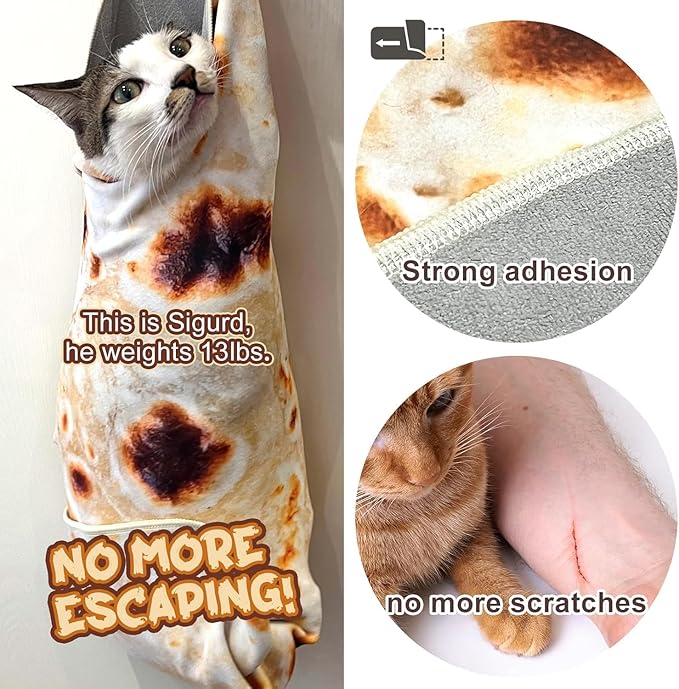 Ohjijinn Cat Wrap for Cutting Nails, Tortilla Blanket Pet Supplies Cat Washing Bag, Burrito Blanket Cat Restraint for Nail Clipping, Multifunctional Pet Tool Gifts for Cat Lovers