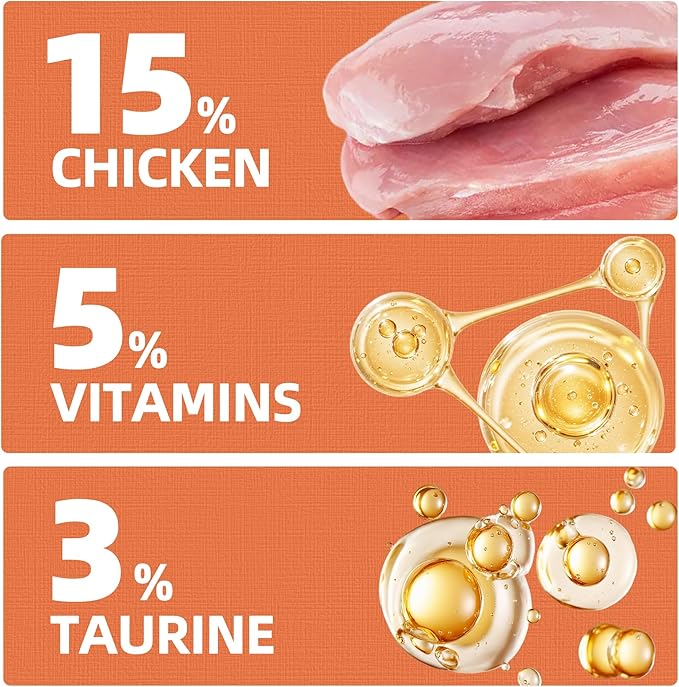 Just Try Cat Multivitamin Treats - Taurine for Cats L-Lysine Cat Treats, Cat Vitamins Crunchy Cat Treats for Overall Vitality, Chicken Flavor, Training Treats 16 oz