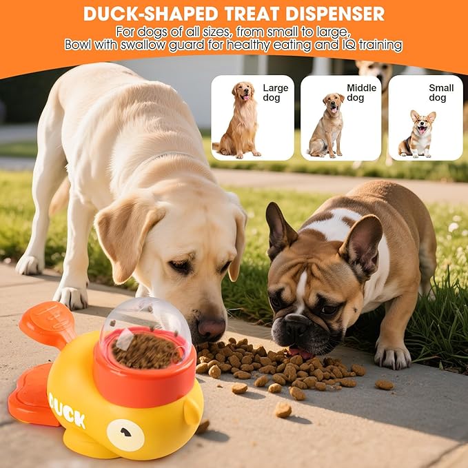 Dog Interactive Treat Dispenser Toy, Interactive Dog Toys Food Puzzle Slow Feeder, Duck-Shaped Cat Treat Dispenser for Training Small Cats,Dogs