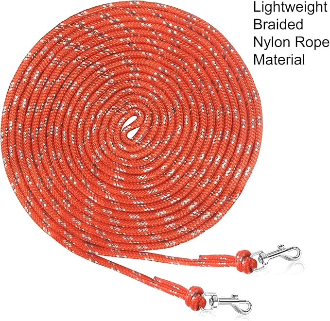 Rypet Reflective Cat Long Leash - 30 FT Escape Proof Walking Leads Yard Long Leash Durable Safe Personalized Extender Leashes Traning Play Outdoor for Kitten, Puppy, Rabbit and Small Animals