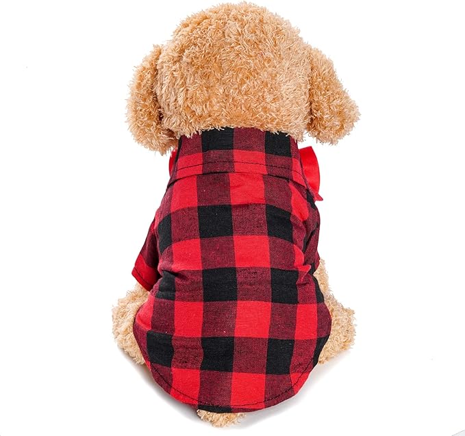 Tongcloud 3 Pack Plaid Puppy Cat Shirt Cute Dog Cat Shirts for Extra Small Dogs Cats Birthday Party Holiday Photos (Red, Blue & White, XXX-Large)