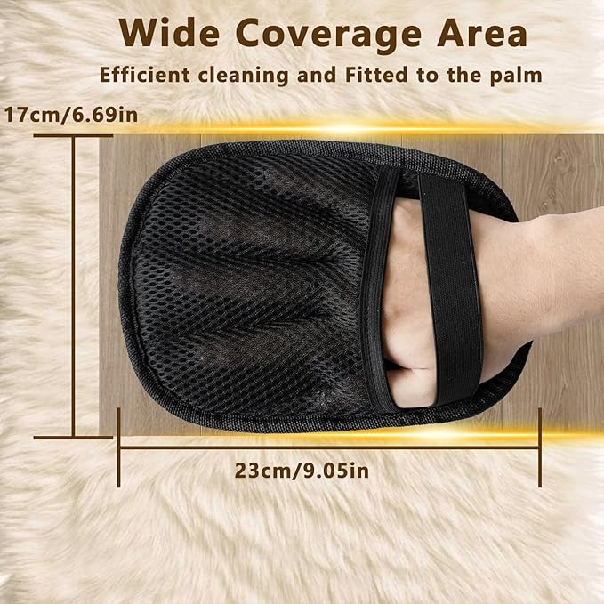 Seyezo Pet Hair Removal Glove, Reusable Washable Pet Hair Remover for Cats Dogs, Electrostatic Cat Grooming Gloves for Pet Hair, Efficient Dog Hair Remover for Couch,Furniture,Clothes (Black)