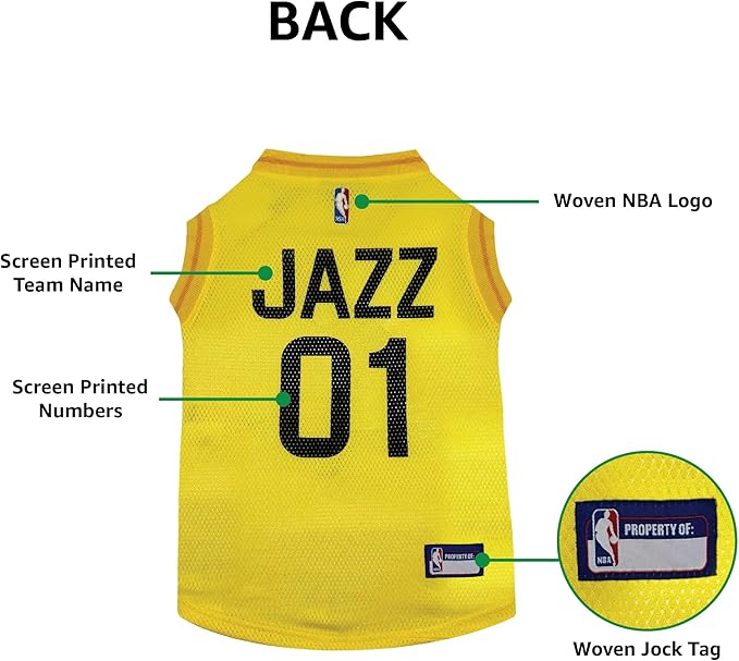 Pets First NBA Utah Jazz Dog Jersey, X-Small- Tank Top Basketball Pet Jersey
