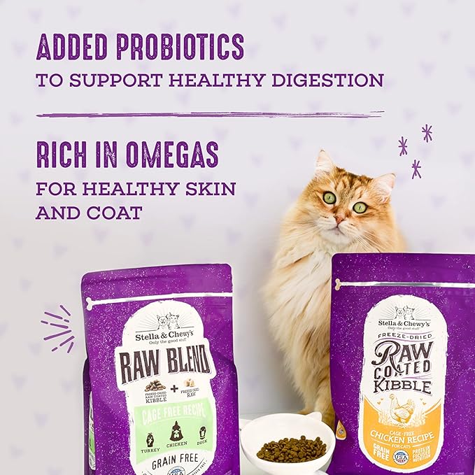 Stella & Chewy's Raw Blend Premium Kibble Cat Food – Grain Free, Protein Rich Meals – Cage-Free Poultry Recipe – 5 lb. Bag
