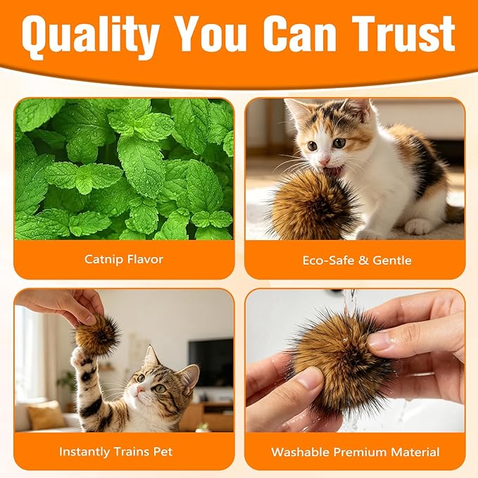 Cat Toy Faux Rabbit Fur Ball,2026 New Soft Rabbit Fur Catnip Balls (3PCS)