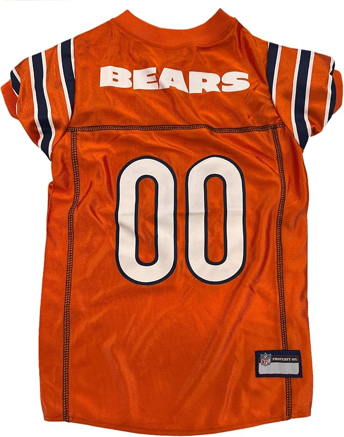 Pets First Chicago Bears Dog Jersey, Size: Large, Officially Licensed NFL Jersey Shirt, Mesh, Varsity Stripes, Velcro Closure