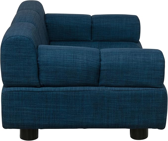 Paws & Purrs Puffer Pet Sofa Bed, Dog or Cat Couch with Tufted Cushion and Armrest, Stylish Indoor Pet Furniture, Dark Blue