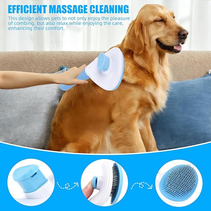 Aglads 12PCS Dog Cat Rabbit Grooming Kit,Self-Cleaning Slicker Brush,Nail Clipper File,Tear Mark Brush,KnotRemover Comb,Hair Glove,Flat Cut,Hair Scissor,Flea Comb,Bath Brush,Towel,Travel Bag(12, blue)