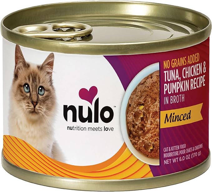 Nulo Canned Wet Cat Food - Minced Tuna, Chicken & Pumpkin in Broth, High Protein Grain-Free Cat Food, Indoor & Outdoor Kittens and Adults, 6oz Cans (Pack of 8)