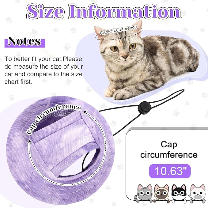 QBLEEV Cat Hats for Cats Only, Sphynx Hat with Ear Hole, Hairless Cat Cowboy Hats for Birthday Party Halloween, Kitten Headwear Sun Sombrero Caps, Chihuahua Sunscreen Baseball Outdoor Climbing Cap