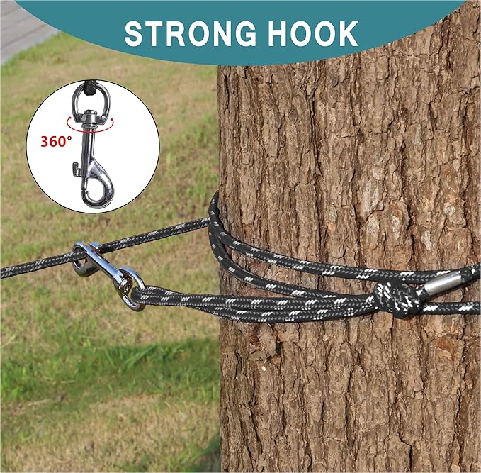 Reflective Cat Leash -30FT Cat Cable Out Escape Proof Walking Yard Long Durable Safe Leash Traning Play Outdoor for Puppies/Kittens/Small Animals(Black)
