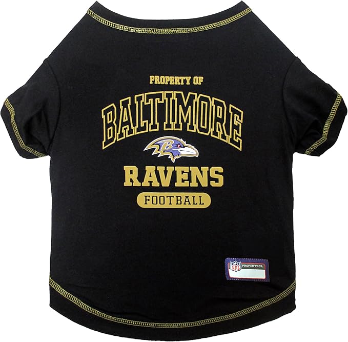 NFL Baltimore Ravens Dog T-Shirt for Pets, Size X-Large. Officially Licensed Pet Shirt with Team Logo, Soft Stretchable Comfort Fit Apparel for Dogs & Cats