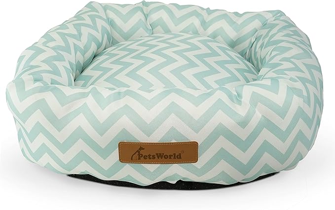 PETSWORLD Round Donut Cat and Dog Cushion Bed. 22W x 5H inch Pet Bed for Cats or Small Dogs, Anti-Slip & Water-Resistant Bottom, Super Soft, Comfy, Durable Fabric, and Machine Washable.