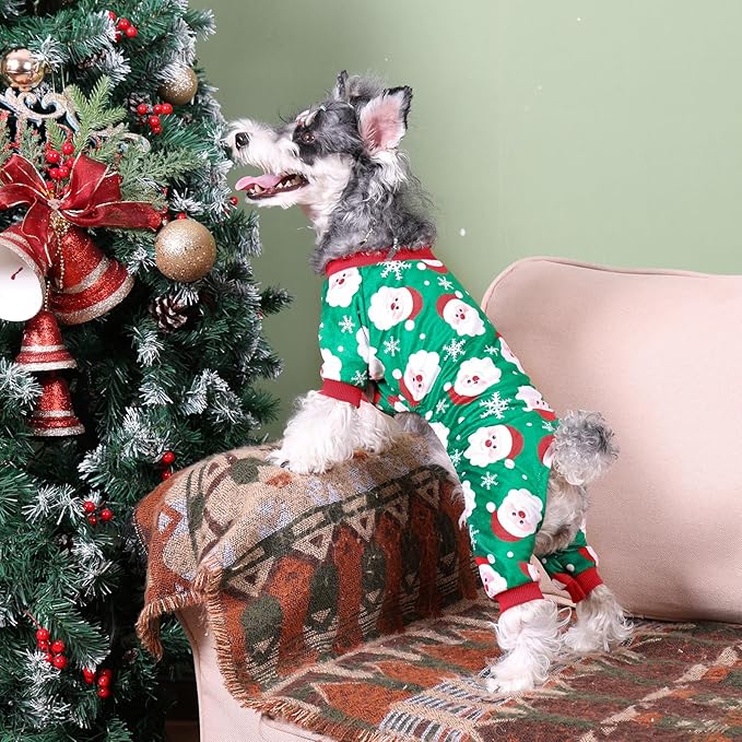 CuteBone Fleece Dog Christmas Pajamas Clothes Puppy Jammies Pet Apparel Cat Onesie for Chihuahua Yorkie Frenchies P315S